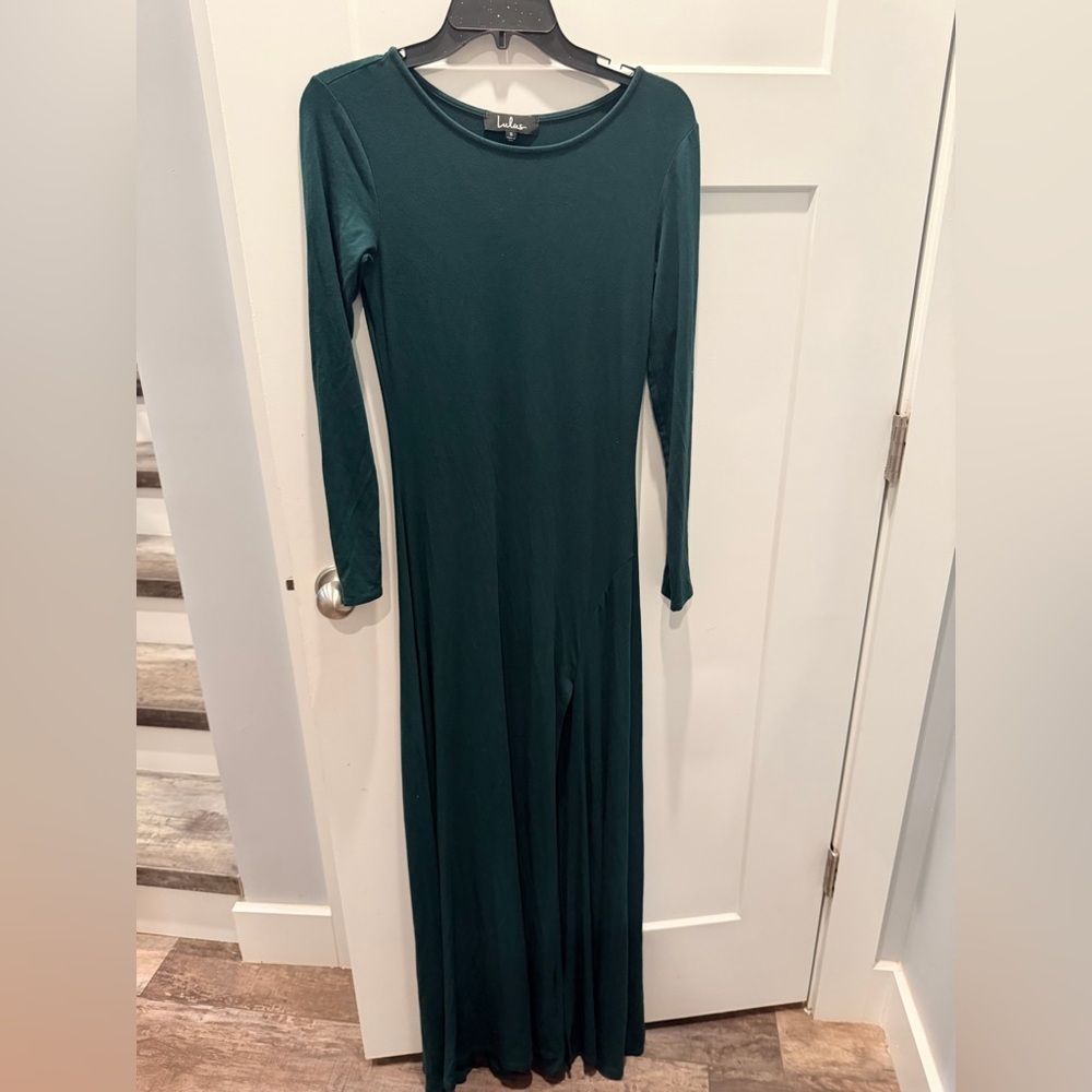 Lulus Green Long Sleeve Maxi Dress Women’s Small Flowy Elegant Stretch